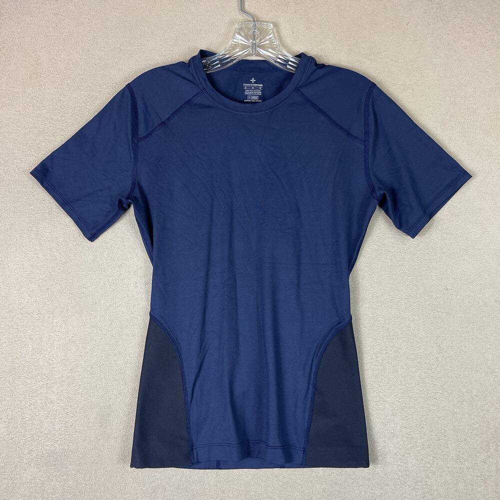 Tommie Copper Shirt Mens M Blue Lower Back Support Short Sleeve Stretch Tee‎